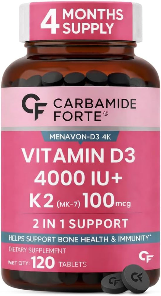 Vitamin D3 4000 IU + K2 MK7 100 mcg – High Strength Bone & Calcium Support