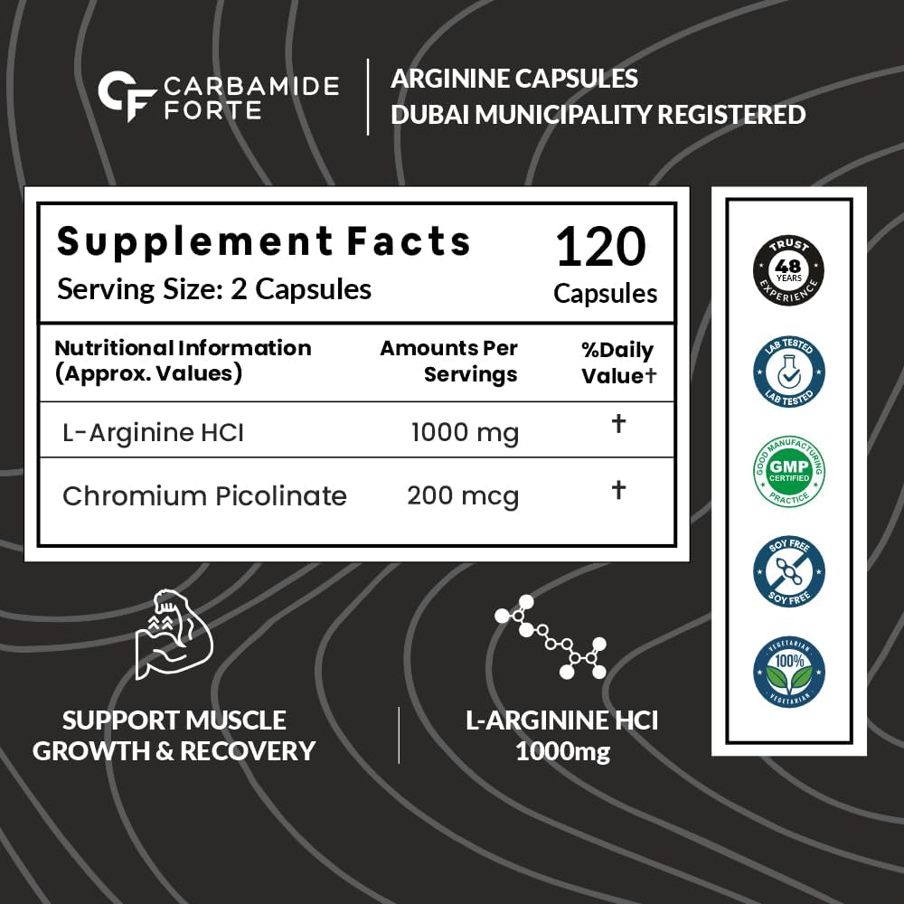 L-Arginine 1000 mg Capsules – Nitric Oxide & Workout Support