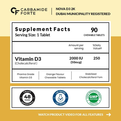 Vitamin D3 2000 IU (Cholecalciferol) – Bone & Immune Support