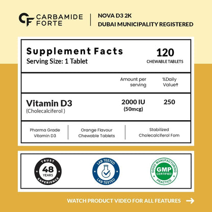 Chewable Vitamin D3 2000 IU – Bone & Calcium Absorption Support