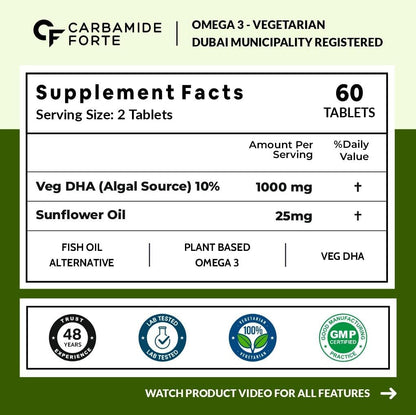 Vegan Omega 3 DHA 1000 mg from Algae – Plant-Based Omega Support