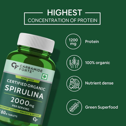 Organic Spirulina Tablets 2000 mg – Plant-Based Protein & Superfood Support