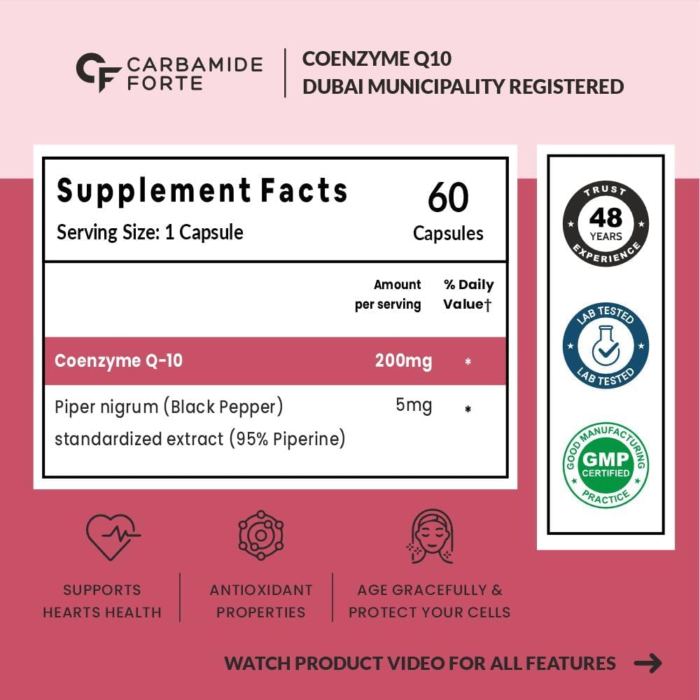 Coenzyme Q10 200mg Capsules – Heart Health, Energy & Antioxidant Support