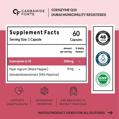 Coenzyme Q10 200mg Capsules – Heart Health, Energy & Antioxidant Support