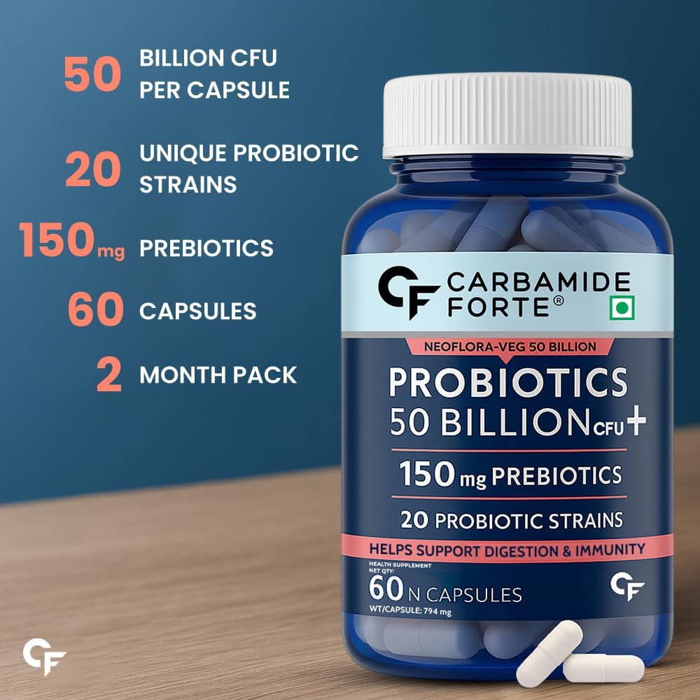 Pre & Probiotics 50 Billion CFU with Digestive Enzymes – Advanced Gut Support