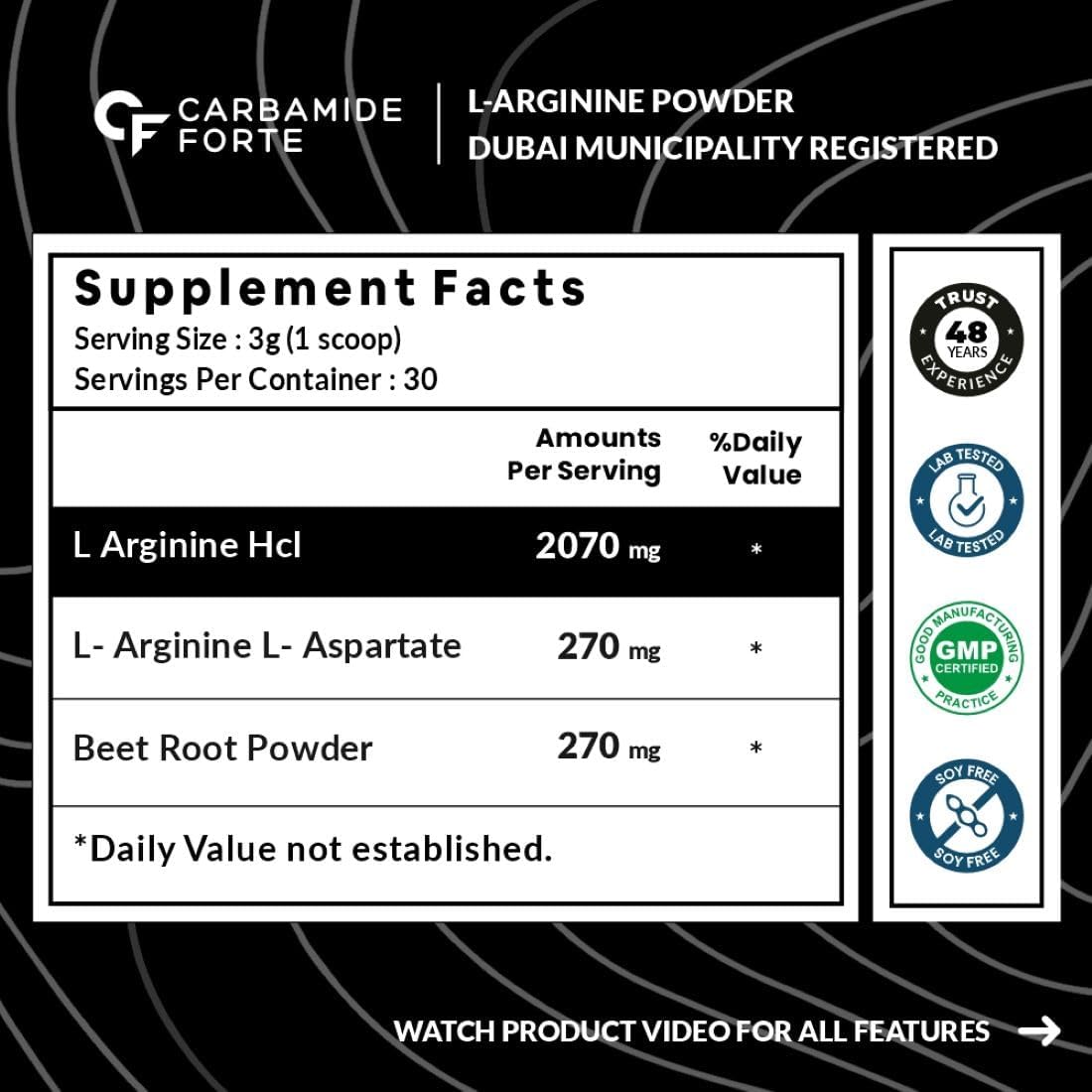 L-Arginine Powder 3000 mg – Pre-Workout for Energy, Pump & Performance