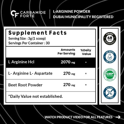 L-Arginine Powder 3000 mg – Pre-Workout for Energy, Pump & Performance