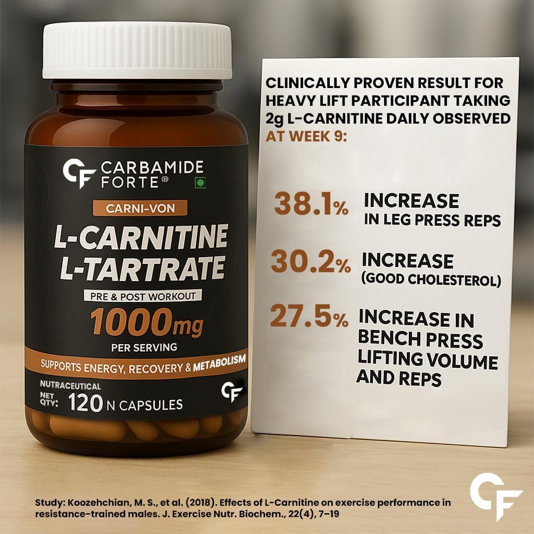 L-Carnitine L-Tartrate 1000mg Capsules – Fat Burn, Energy & Performance Support