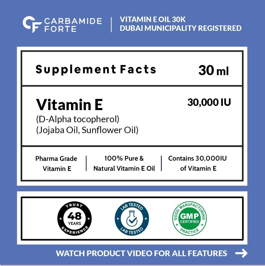 Vitamin E Oil 30000 IU – Skin, Hair & Moisture Care