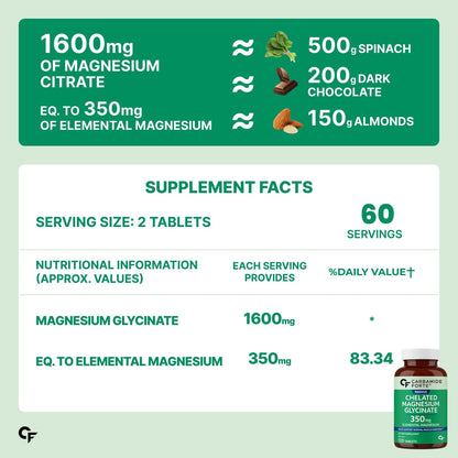 Chelated Magnesium Glycinate 1600 mg (350 mg Elemental) – Muscle & Sleep Support