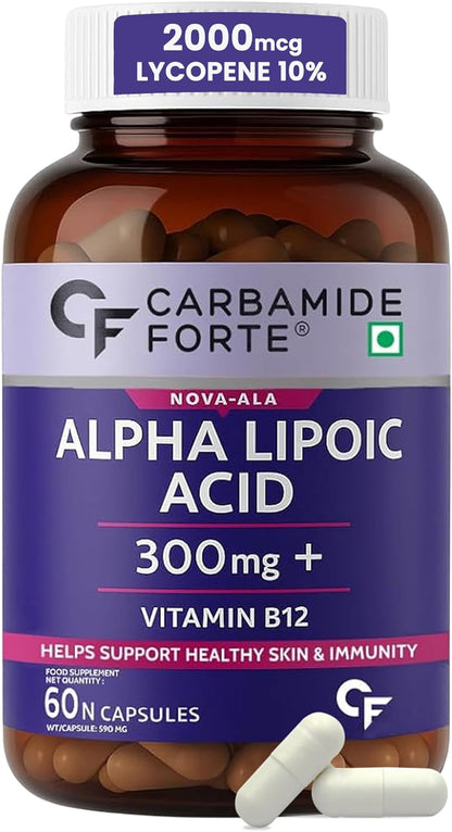 Alpha Lipoic Acid 300 mg with Vitamin B12 & Lycopene – Antioxidant Support