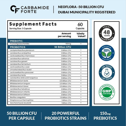 Pre & Probiotics 50 Billion CFU with Digestive Enzymes – Advanced Gut Support