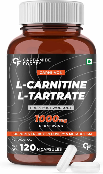 L-Carnitine L-Tartrate 1000mg Capsules – Fat Burn, Energy & Performance Support