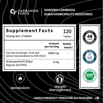 Garcinia Cambogia 3000mg – Weight Management & Fat Metabolism Support