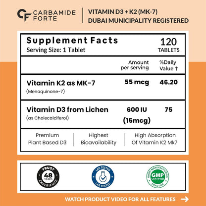 Vitamin D3 + K2 (MK7) Supplement – Bone & Calcium Absorption Support