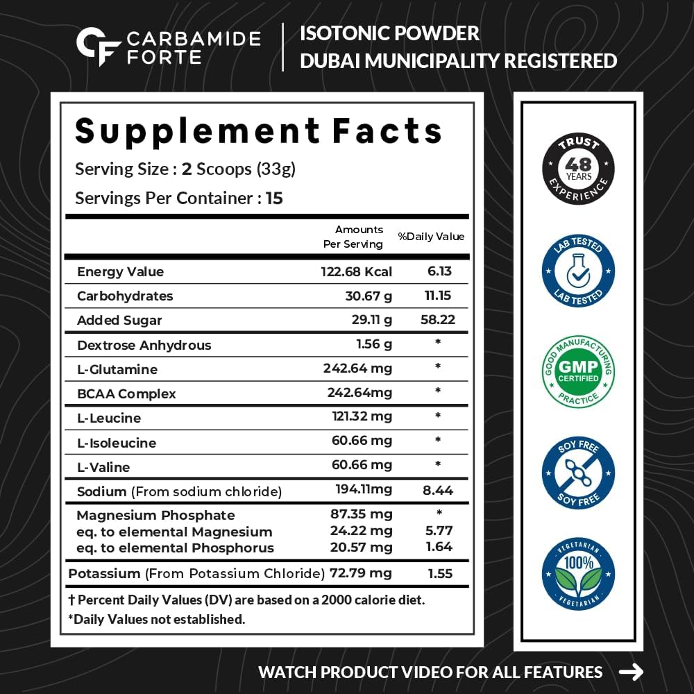 Isotonic Electrolyte Powder with BCAA & L-Glutamine – Pre Workout Hydration Support