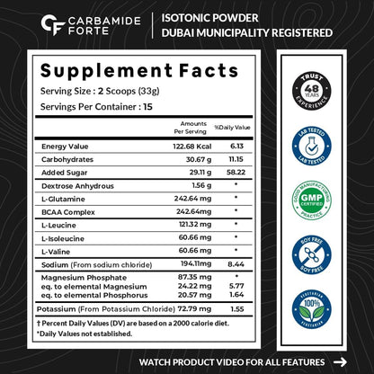 Isotonic Electrolyte Powder with BCAA & L-Glutamine – Pre Workout Hydration Support