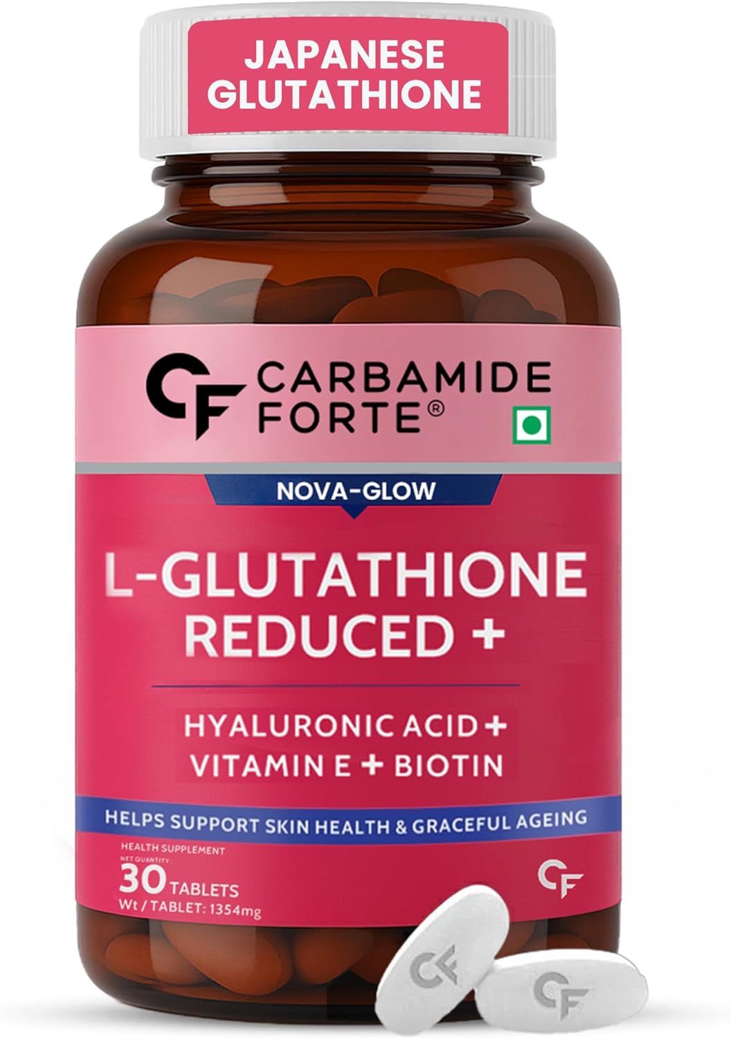 L-Glutathione 500 mg with Hyaluronic Acid, Vitamin E & Biotin – Antioxidant Skin Support