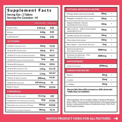 Vegan Collagen Tablets with Biotin, Zinc & Vitamins – Skin & Hair Support