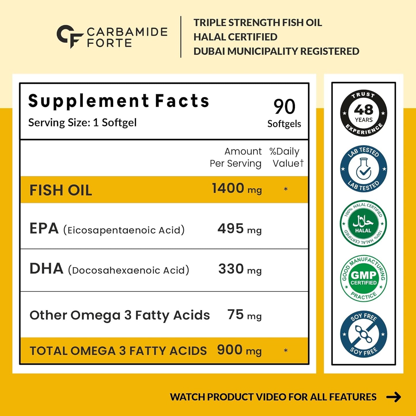 Omega 3 Fish Oil Capsules – Triple Strength EPA & DHA Support