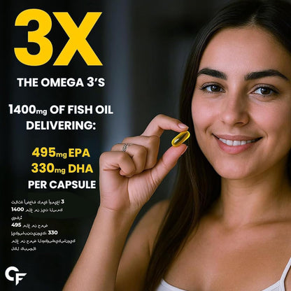 Omega 3 Fish Oil Capsules – Triple Strength EPA & DHA Support