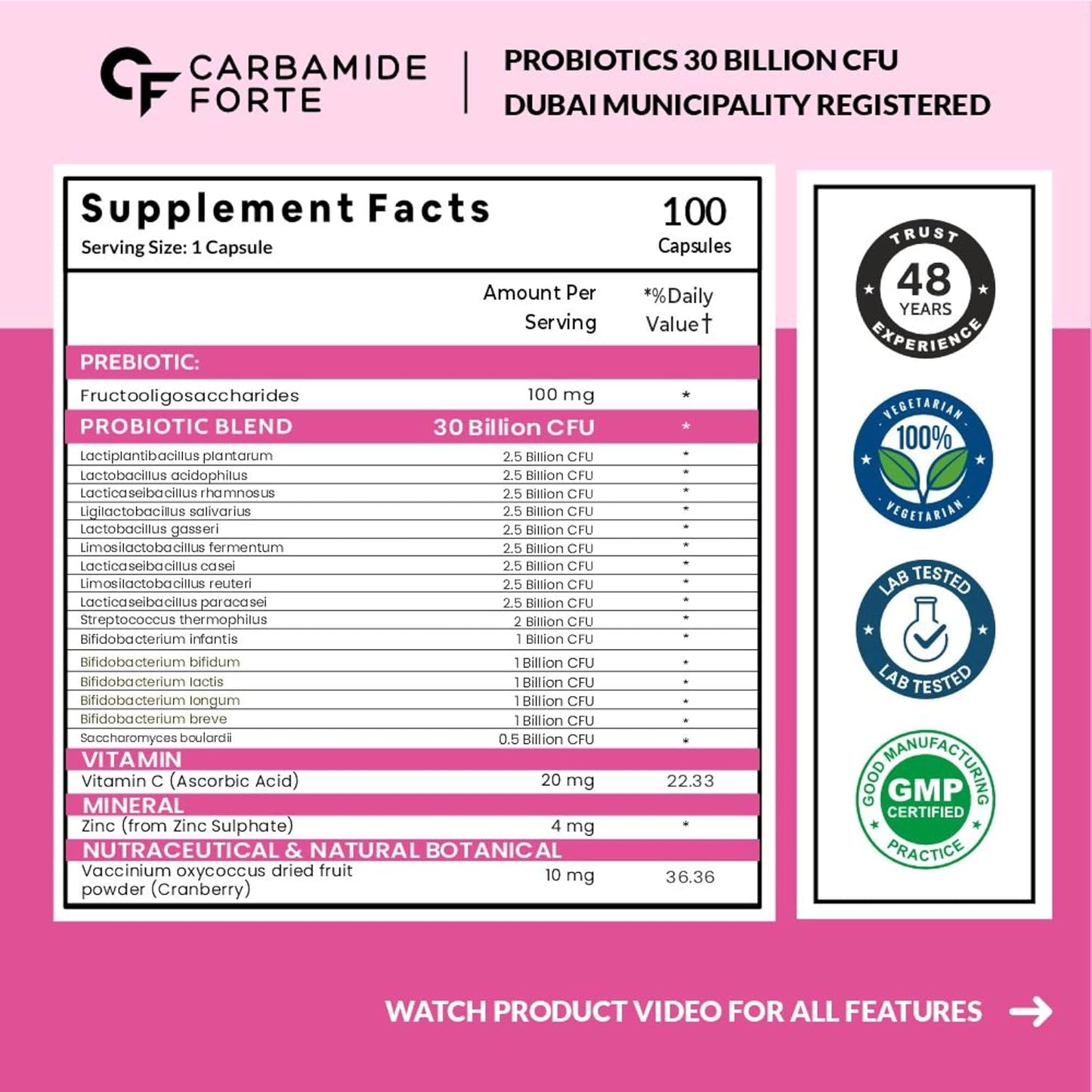 Probiotics 30 Billion CFU with Prebiotics – Gut & Digestive Support