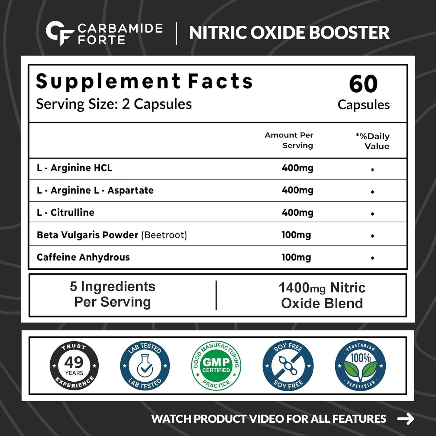 Nitric Oxide Supplement 1400 mg with L-Arginine, AAKG & L-Citrulline – Pre Workout Support