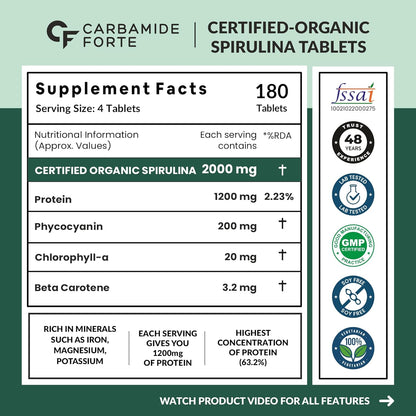 Organic Spirulina Tablets 2000 mg – Plant-Based Protein & Superfood Support