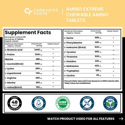 Amino Extreme Chewable – 12g Protein Per Serving | Supports Muscle Growth, Recovery & Strength | Delicious Chocolate Flavor