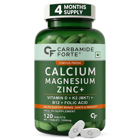 Carbamide Forte Calcium Citrate & Vitamin D3 Tablets | Calcium Magnesium Zinc - Bone Health & Joint Support - 120 Tablets