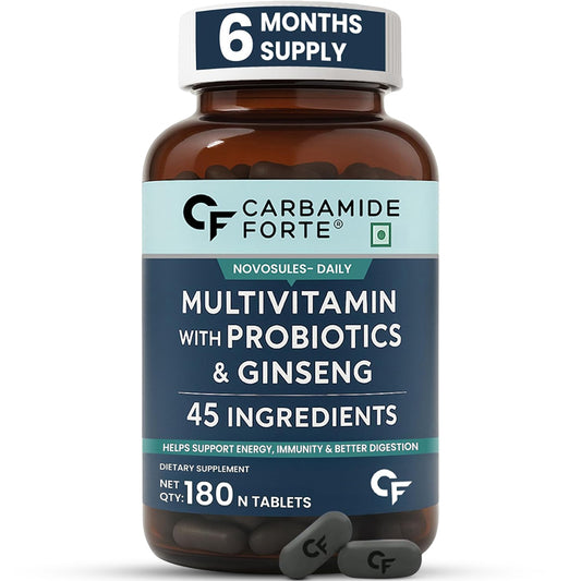 Carbamide Forte Multivitamin for Men & Women | Multivitamin with Probiotics & Ginseng | 180 Multi vitamin Tablets - 6 Months Supply
