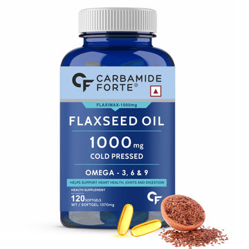 Carbamide Forte Cold Pressed Organic Flaxseed Oil Omega 3 6 9 Capsules (1000mg) - 120 Capsules