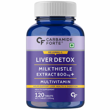 Carbamide Forte Liver Detox Supplement with Milk Thistle Extract 800mg (30:1), Multivitamins & Amino Acid | Milk Thistle Supplement | Liver Support & Cleanse – 120 liver detox Tablets