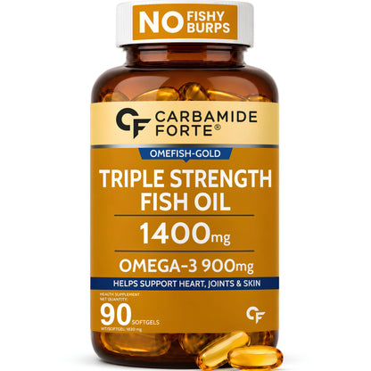 Carbamide Forte Omega 3 Fish Oil Capsules For Men And Women | Fish Oil Omega 3 Supplement Supports Heart, Joint & Skin | 90 Triple Strength Capsules