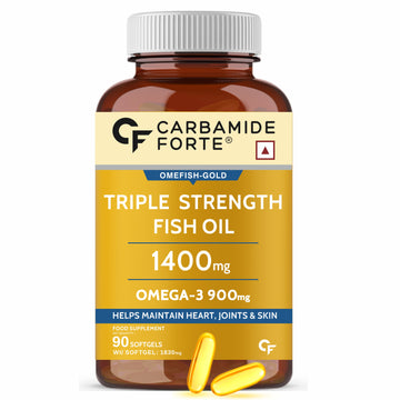 Carbamide Forte Triple Strength Omega 3 Fish Oil Capsules | Fish Oil Supplement Supports Heart, Joints & Skin | 90 Softgel Fish Oil Omega 3 Capsules