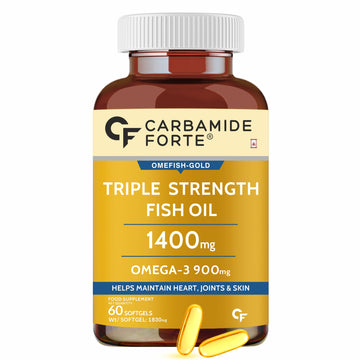 Carbamide Forte Triple Strength Omega 3 Fish Oil Capsules | Fish Oil Supplement Supports Heart, Joints & Skin | 60 Softgel Fish Oil Omega 3 Capsules