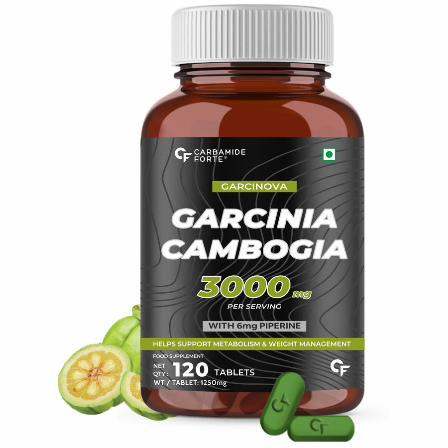 Carbamide Forte Garcinia Cambogia 3000mg 60% HCA & 6mg Piperine Per Serving | Weight Loss Supplement- 120 Veg Tablets