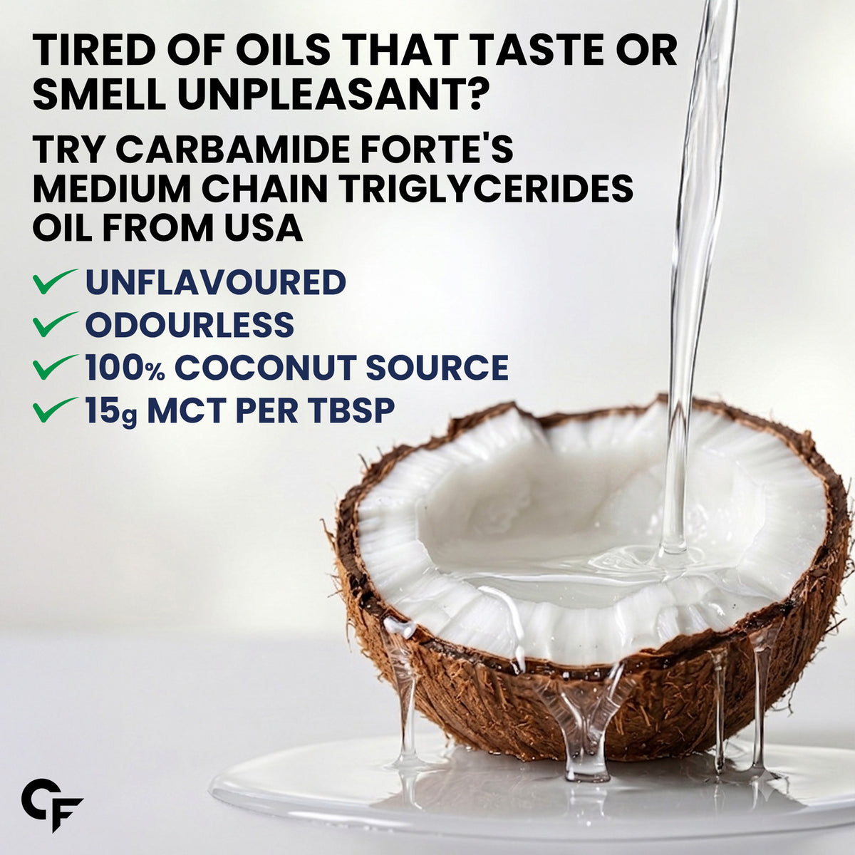 Carbamide Forte Pure MCT Oil C8 From USA - 16Oz | 100% Coconut Source | Keto & Paleo Friendly
