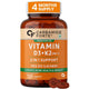 Carbamide Forte Vitamin D3 K2 | Vitamin K2 MK7 Supplement for Bone & Heart Health | Vitamin d for women & men | vitamin k2 and d3 supplements -120 Veg Tablets