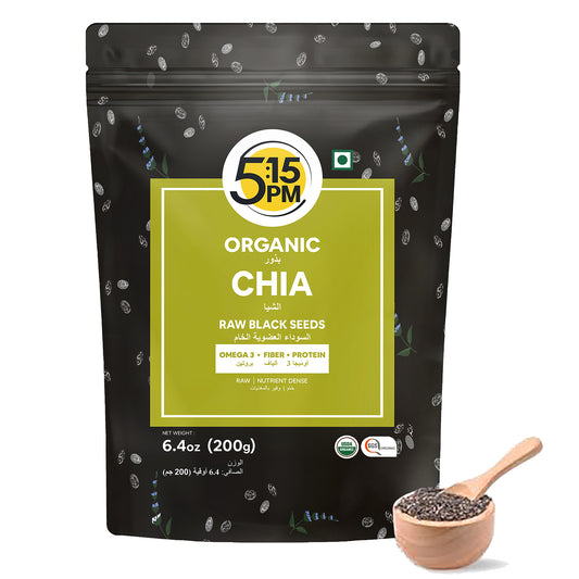 5:15 PM Chia Seeds Organic For Weight Loss - Black, Unroasted & Raw Chia Seeds 200gm for Eating with Omega 3 and Fiber