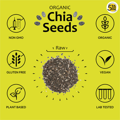 5:15 PM Chia Seeds Organic For Weight Loss - Black, Unroasted & Raw Chia Seeds 200gm for Eating with Omega 3 and Fiber