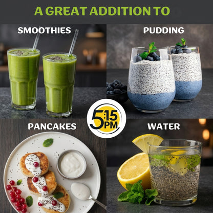 5:15PM Certified Organic Chia Seeds 200gm | Organic Raw Unroasted Black Chia Seeds for eating with Omega 3 and Fibers
