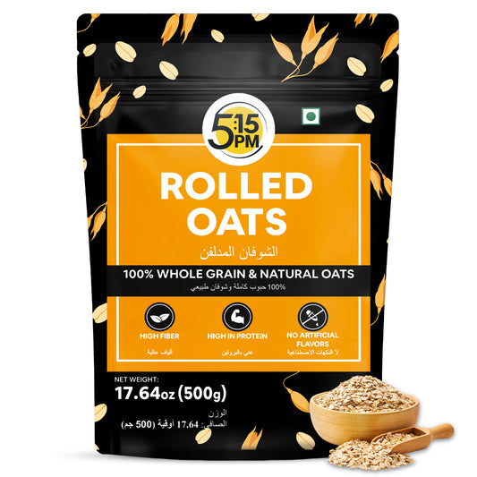 5:15PM Rolled Oats 500g | Gluten Free Oats for Weight Loss | Healthy Cereal Breakfast | 100% Natural Wholegrain | Rich in Beta Glucans – 500g