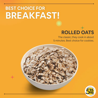 5:15PM Rolled Oats 500g | Gluten Free Oats for Weight Loss | Healthy Cereal Breakfast | 100% Natural Wholegrain | Rich in Beta Glucans – 500g