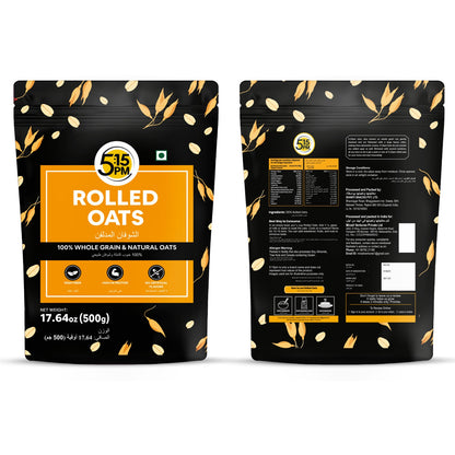 5:15PM Rolled Oats 500g | Gluten Free Oats for Weight Loss | Healthy Cereal Breakfast | 100% Natural Wholegrain | Rich in Beta Glucans – 500g