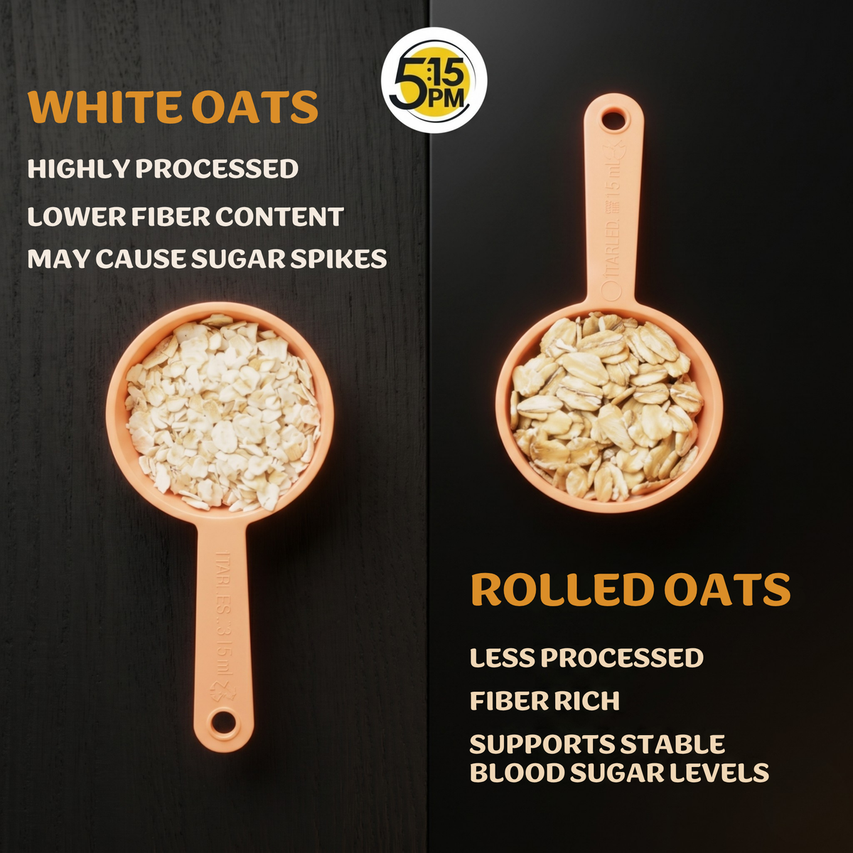 5:15PM Rolled Oats 500g | Rolled Oats Gluten Free for Weight Management | Healthy Cereal Breakfast | 100% Natural Wholegrain | Rich in Beta Glucans – 500g