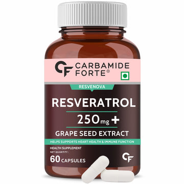 Carbamide Forte Resveratrol 250mg | With Grape Seed Extract | Anti-Aging, Heart & Immune Support | 60 Veg Capsules