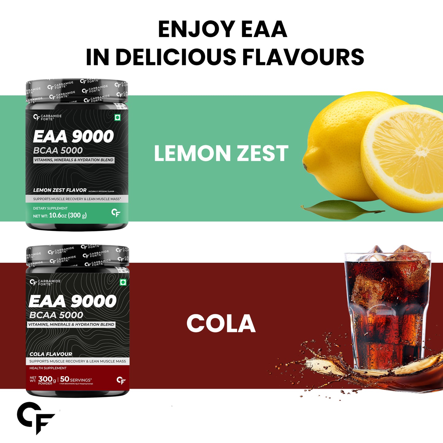 Carbamide Forte EAA + with BCAA 5000mg | Amino Acid Supplement for Men and Women | EAA Supplement Powder | Intra Workout Supplement EAA Lemon Zest Flavour | 300g Amino Acid Powder