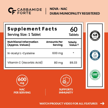 N-Acetyl L-Cysteine (NAC) 600 mg with Vitamin C – Antioxidant Support