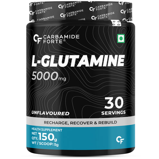 Carbamide Forte L Glutamine Powder 5000mg | L Glutamine Supplement for Men & Women - Unflavoured - 30 SERVINGS - 150g